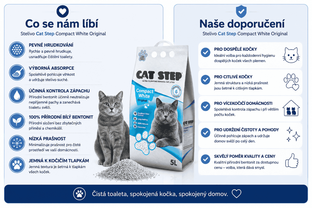 Informační přehled steliva Cat Step White Original